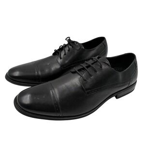 Asher Green Mens Black Cap Toe Oxford Dress Shoes Genuine Leather Size‎ 11 READ